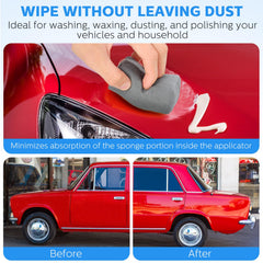 Riakrum applicator spreading wax on car panel for uniform coverage