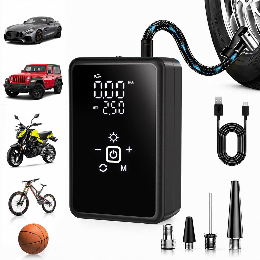 RIDAPEST front view showing compact cordless inflator and handle for quick storage
