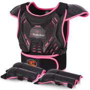 RIDBIKER front view of pink vest showing full coverage and secure fit