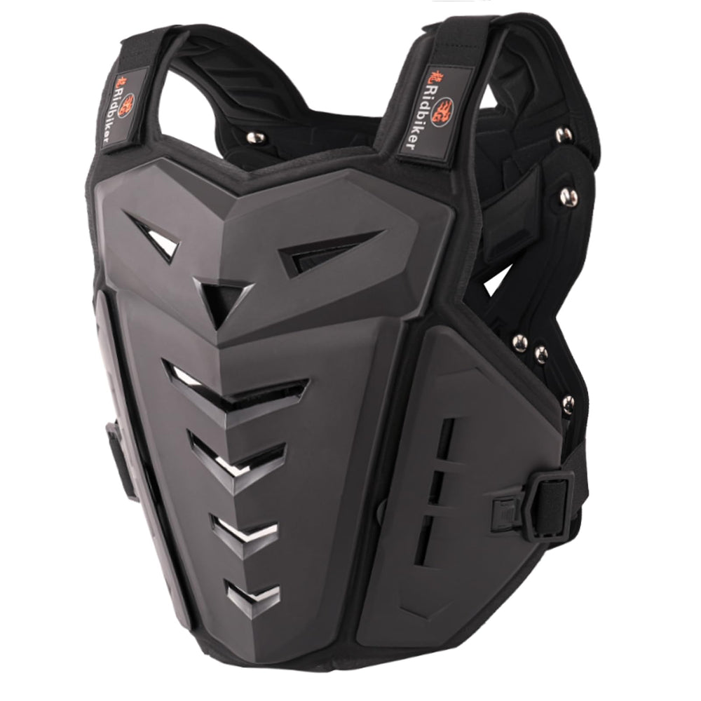RIDBIKER front view chest vest showing full coverage and secure fit