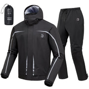 RIDEIRON front view of jacket and pants showing full coverage and waterproof benefit