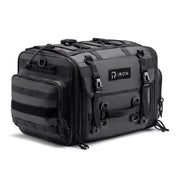 RIDEIRON front view showing compact shape and secure straps for versatile storage