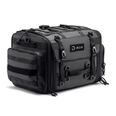 RIDEIRON front view showing compact shape and secure straps for versatile storage