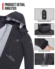 RIDEIRON waterproof zipper and cuff adjustment providing secure fit