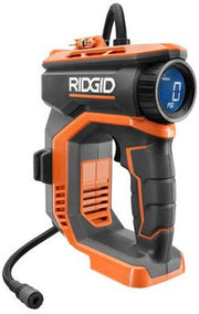 RIDGID inflator front view showing controls and portability benefit