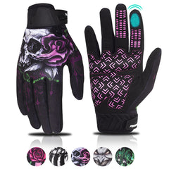RIGWARL front view pink gloves showing full-finger fit and wrist strap for secure control