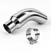 RILMATON front view exhaust elbow showing polished chrome and clean edge benefits