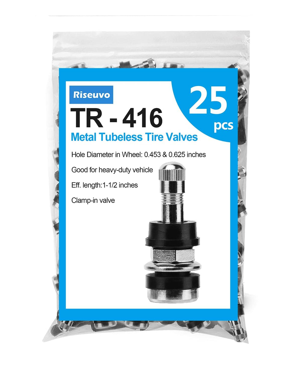 Riseuvo TR416 front packaging showing 25-piece bulk value and durable design