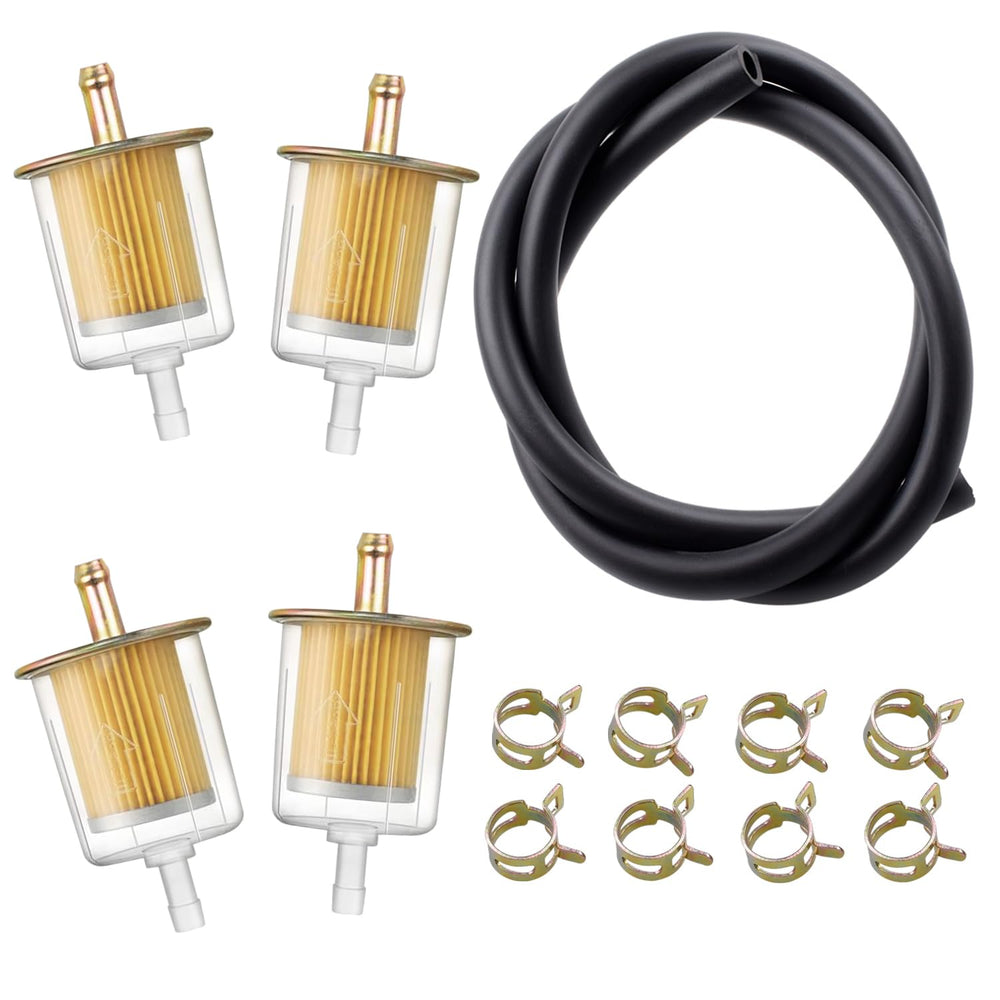 Riyitauto front view clear plastic fuel filter showing shape and ports for easy install