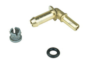 RKX brass barb front view showing durable metal replacement and leak prevention