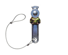 Road King close-up of 18 inch galvanized cable lanyard resisting corrosion and securing cap