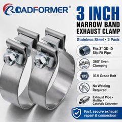 ROADFORMER clamp installed on muffler showing secure no-weld connection