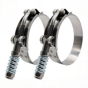 ROADFORMER front view of 3 inch T-bolt clamps showing durable finish and fit benefits