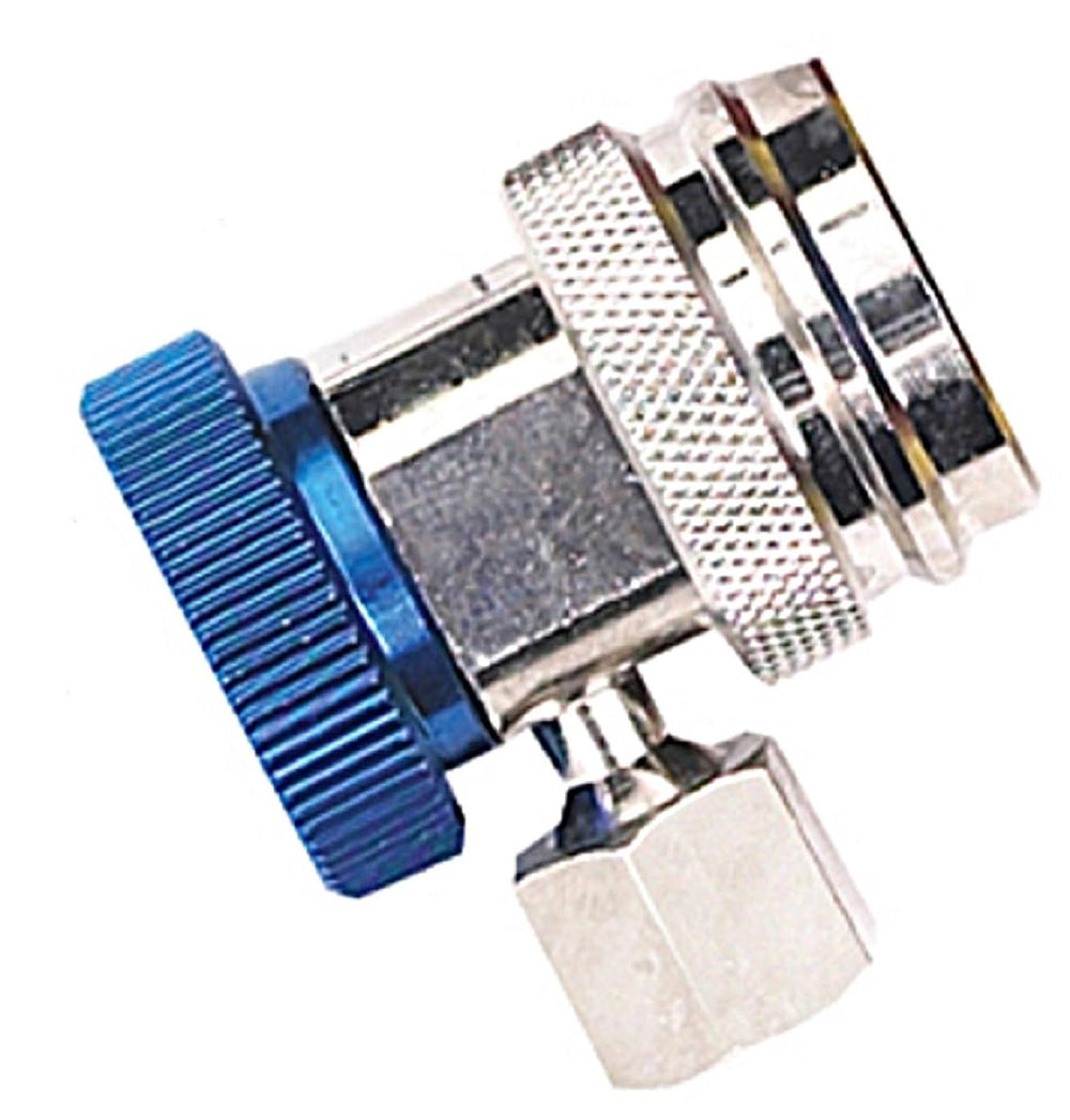 Robinair 18190A front view showing chrome body and blue actuator for secure service