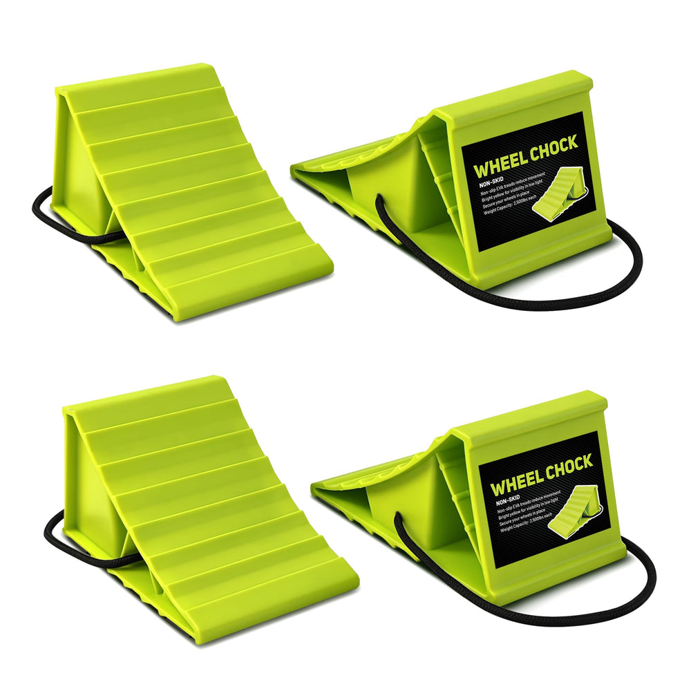 ROBLOck front packaging view showing a durable chock set and clear labeling for travel safety