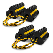 ROBLOK front view of wheel chocks showing durable build and stability