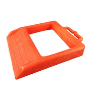 ROBLOck front view showing bright orange chock and stable design benefit