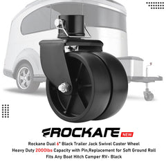 rockane caster beside ruler showing size for fit on 2-inch diameter jack tubes