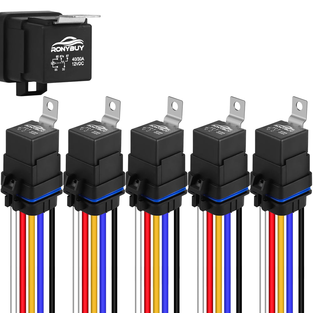 Ronybuy relay kit front packaging showing five sealed harnesses and benefits