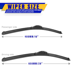 Rooppa blades side-by-side demonstrating 26-inch and 16-inch lengths for correct fit benefit