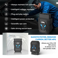 ROPODE AFM disabler plugged into vehicle OBD port for easy install benefit