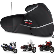Rosefray front view on touring motorcycle showing full coverage and protection