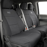 Rough Country front bench seat cover installed showing protective, water-resistant surface
