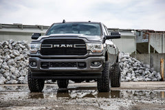 Rough Country installed on Ram showing leveled stance and improved clearance