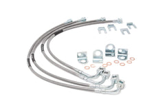 Rough Country front brake line packaging showing fitment and benefits