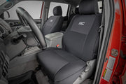 Rough Country front seat pack shown installed, protects against spills