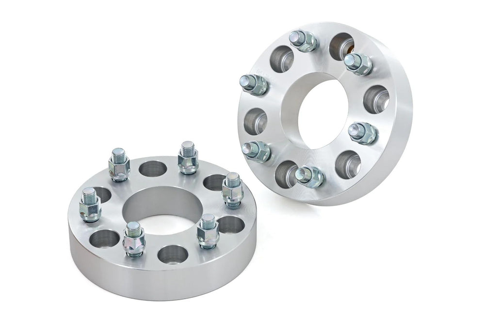 Rough Country front view of pair spacers showing fit and durable aluminum construction
