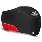ROWYEET front view full-length cover protecting parked motorcycle outdoors