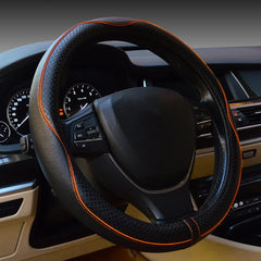 Rsept steering wheel cover front view showing black and orange accent for style