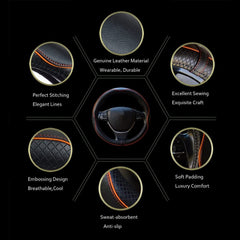 Rsept cover installed on wheel in car interior showing enhanced driving comfort