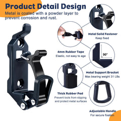 Rtshuok shovel mount on bed rack alongside measured tool for scale and fit