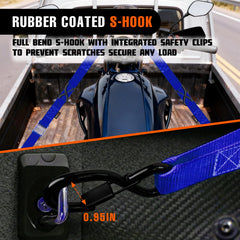 RUGOACE coated S-hook with keeper clip preventing slippage and protecting finishes