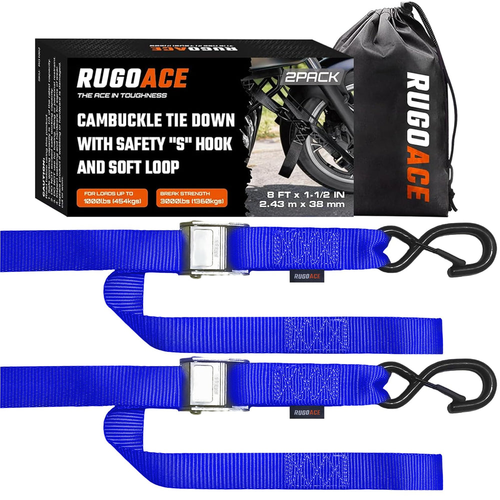 RUGOACE front packaging showing two blue straps for quick identification and storage