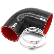Ruikarhop front view of silicone 90-degree coupler showing shape and ports, durable connection benefit