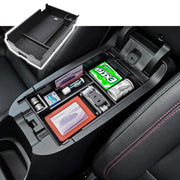 RUNROAD front view of console tray showing organized top shelf and quick access