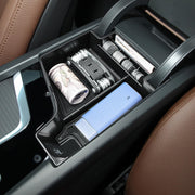 RUNROAD front view of console tray showing two-tier organization and neat fit