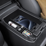 RUNROAD front view of console tray showing compartments and neat storage benefits