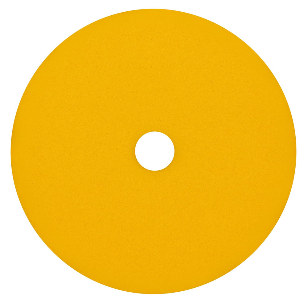 RUPES front view of 150mm yellow pads showing pack and labeling for easy identification and quick selection
