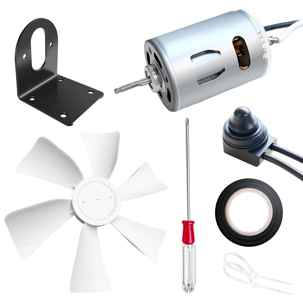 RUSFOL vent fan kit front packaging showing complete replacement set and ease