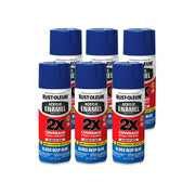 Rust-Oleum can front label showing gloss deep blue and quick coverage benefit