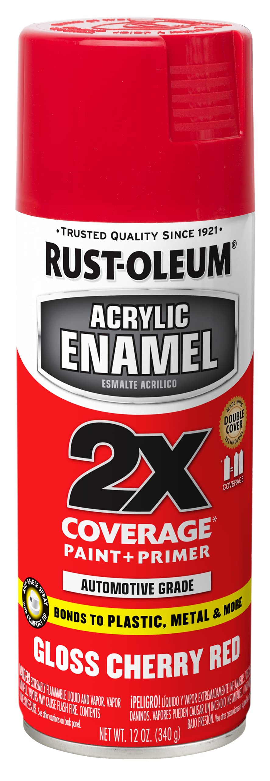 Rust-Oleum front can showing gloss cherry red label and clear product identity
