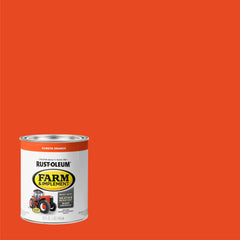 Close-up swatch of Kubota orange paint by Rust-Oleum showing true color and coverage