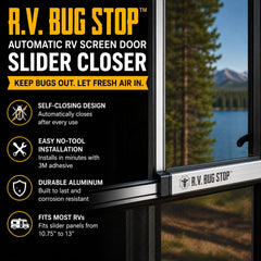 R.V. Bug Stop close-up of spring mechanism offering reliable self-closing