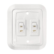 RV Designer S657 front view showing white double wall plate and rocker switch for clean install