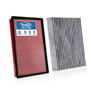RVgolf front packaging showing both engine and cabin filters, clear fit confirmation