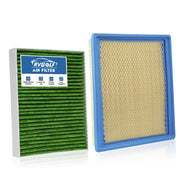 RVgolf front packaging showing both engine and cabin filters and clear fit information